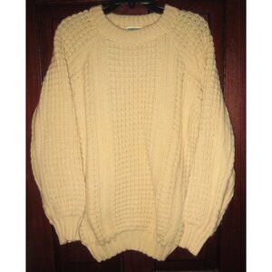 John Molloy Vintage L Sweater Cable Knit Aran Fisherman 100% Wool Ireland Chunky